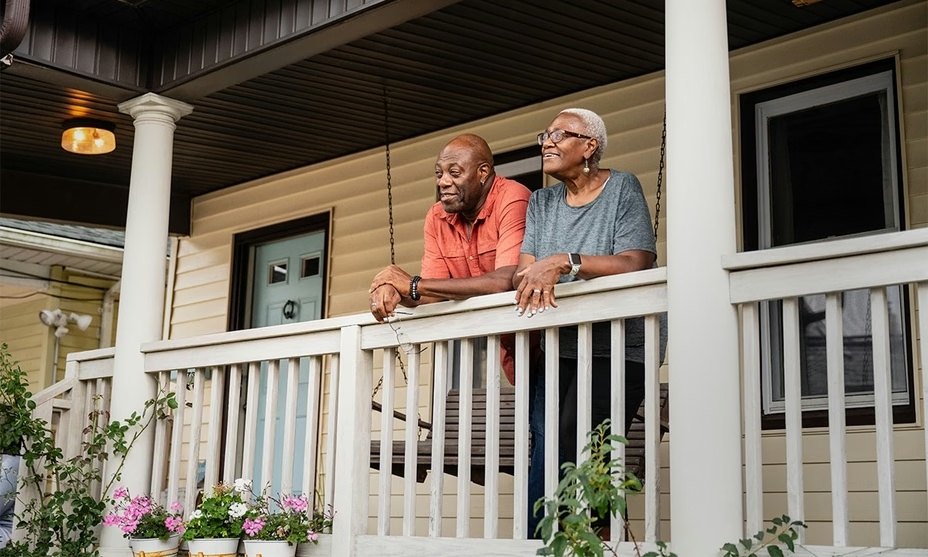 Older homeowners on their porch